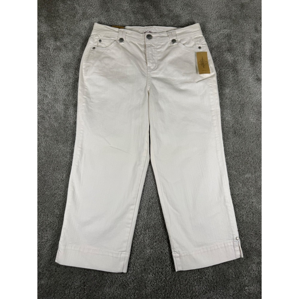Charter Club Petite White Slim It Up Capri Jeans Size 8P Tummy Control Cropped